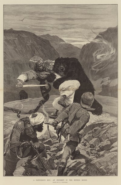 Niebezpieczny uścisk, incydent w hinduskim Koosh autorstwa Richard Caton Woodville junior