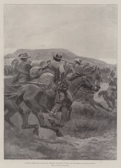 Stern Chase i Long One, Imperial Yeomanry odcinający tył konwoju De Weta autorstwa Richard Caton Woodville junior