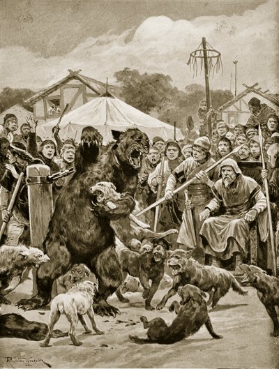 Bear Baiting w Saxon Times, ilustracja z „Hutchinson