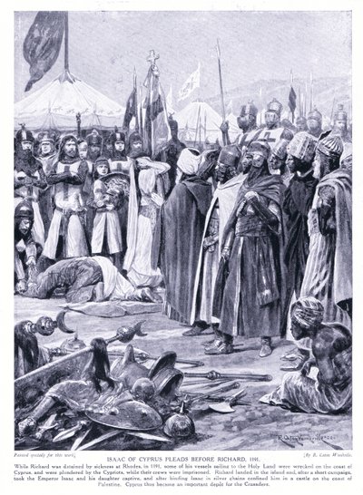 Izaak z Cypru procesuje się przed Ricahrdem I AD1191, lata 20. autorstwa Richard Caton Woodville junior