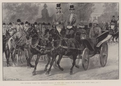 Lord Kitchener przechodzący obok statuy Wellingtona w Hyde Park Corner po powrocie z RPA, 12 lipca autorstwa Richard Caton Woodville junior