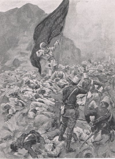 Omdurman: Ostatni posiadacz czarnej flagi, 2 września 1898, ilustracja z brytyjskich bitew lądowych i morskich, 1915 autorstwa Richard Caton Woodville junior
