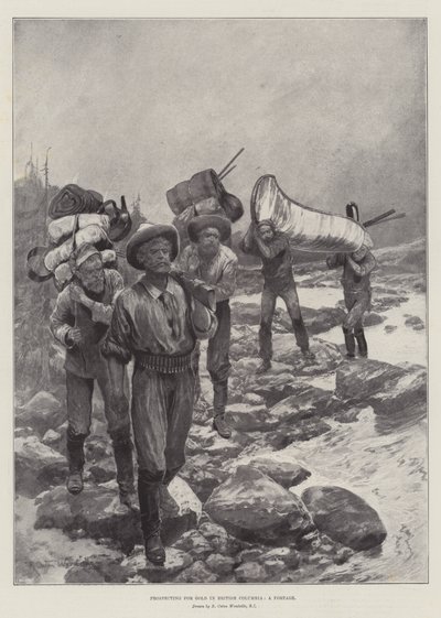 Poszukiwanie złota w Kolumbii Brytyjskiej, Portage autorstwa Richard Caton Woodville junior