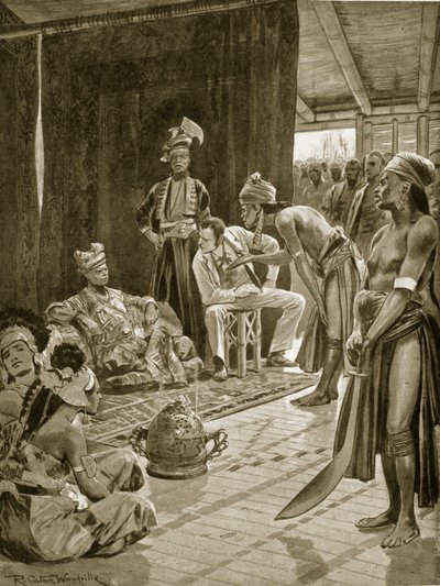 Sir James Brooke na Borneo, 1842, ilustracja z „Hutchinson