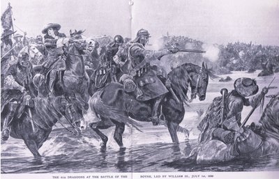 Bitwa pod Boyne 1 lipca 1690, ilustracja z brytyjskich bitew na lądzie i morzu, 1915 autorstwa Richard Caton Woodville junior