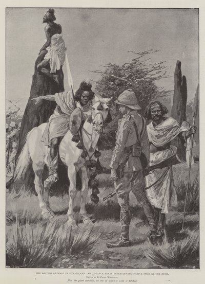 The British Reverse in Somaliland, Advance Party przeprowadza wywiady z tubylczymi szpiegami w buszu autorstwa Richard Caton Woodville junior