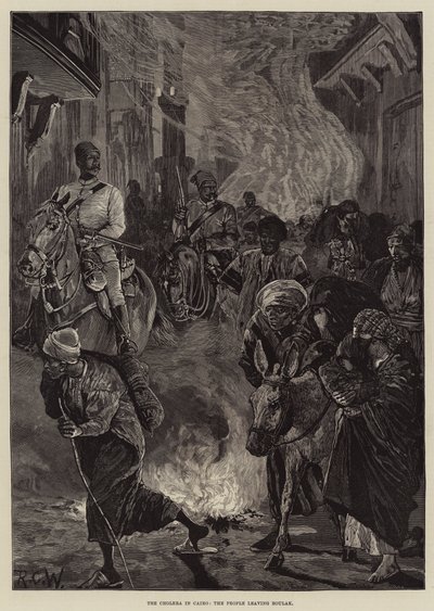 Cholera w Kairze, ludzie opuszczający Boulak autorstwa Richard Caton Woodville junior