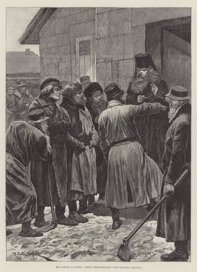 Głód w Rosji, Ksiądz protestuje z Rozwścieczonymi Chłopami autorstwa Richard Caton Woodville junior