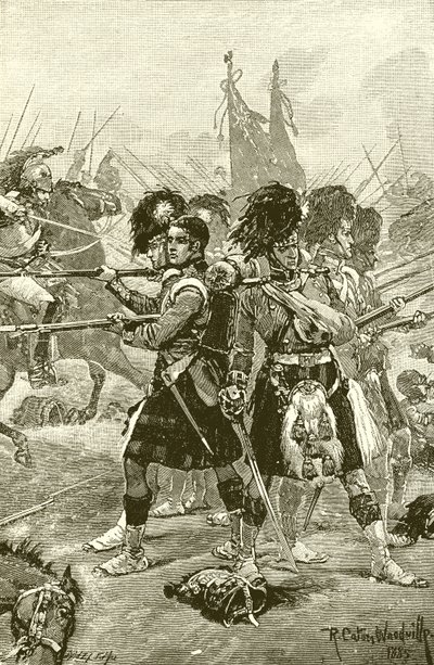 Czterdzieści Drugi Górale w Quatre Bras autorstwa Richard Caton Woodville junior
