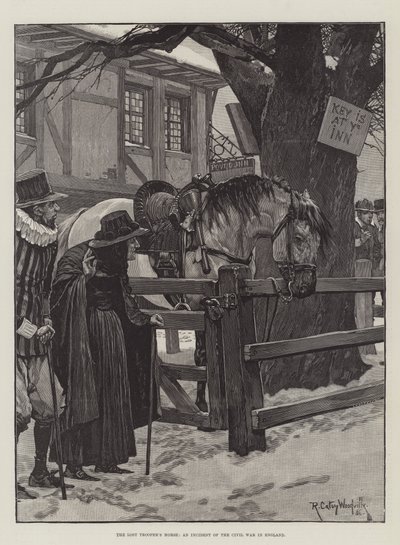 Koń zagubionego żołnierza, wypadek wojny domowej w Anglii autorstwa Richard Caton Woodville junior