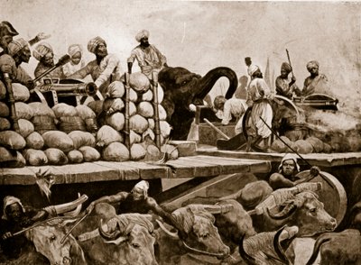 Artyleria Nawab w Plassey, ilustracja z „Hutchinson