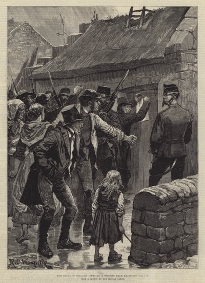 Stan Irlandii, obsługujący proces w pobliżu Headford, Galway autorstwa Richard Caton Woodville junior