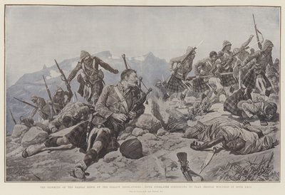Szturm na grzbiet Dargai przez Gordon Highlanders, Piper Findlater nadal bawi się, choć ranny w obie nogi autorstwa Richard Caton Woodville junior