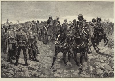 Wojna w Afganistanie, bateria artylerii konnej i oddział 66 pułku na marszu autorstwa Richard Caton Woodville junior