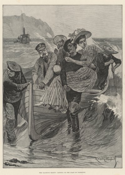 Sezon żeglarski, lądowanie na wybrzeżu Normandii autorstwa Richard Caton Woodville junior