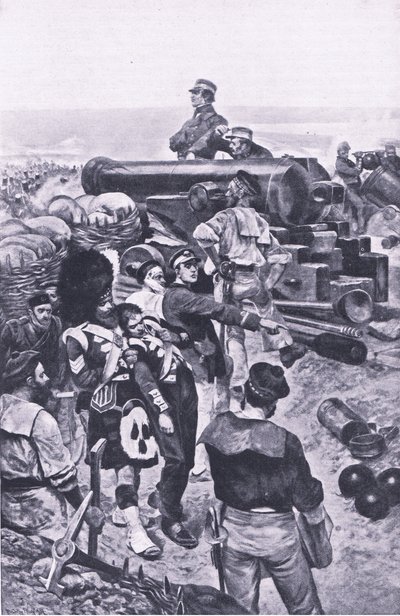 Szturm na Sewastopol, 1855, ilustracja z brytyjskich bitew na lądzie i morzu, 1915 autorstwa Richard Caton Woodville junior