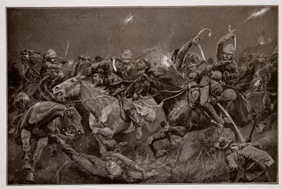 Nocna szarża 19. Huzarów pod Lydenbergiem 7 listopada 1900 r. autorstwa Richard Caton Woodville junior