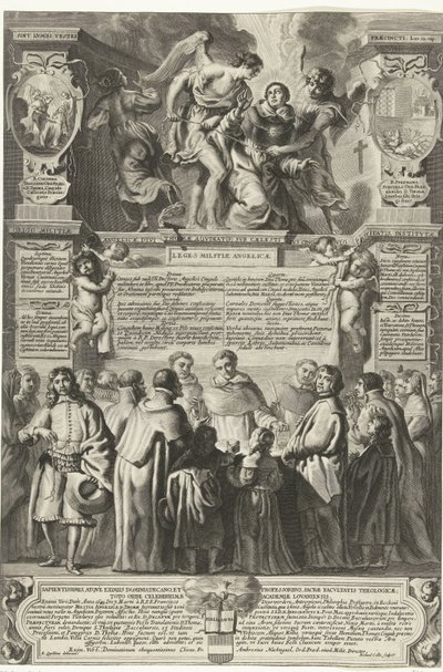 Instelling van de broederschap Milicja Angelica Tomasza z Akwinu, 1649 Pochodzenie Milicji Anielskiej, boski Tomasz z Akwinu; pod jego niebiańskim pasem czystości, ustanowiony (tytuł na przedmiocie) autorstwa Richard Collin