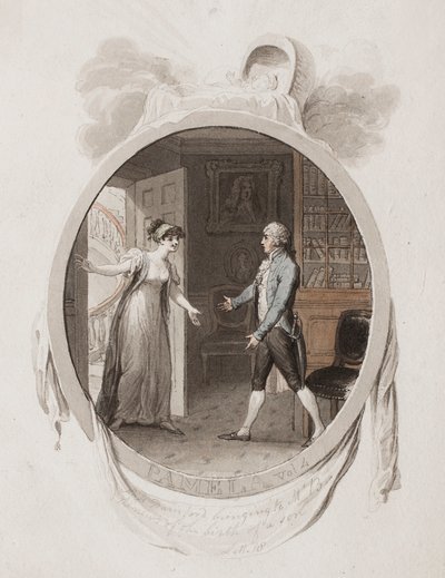 Panna Darnford przyniosła panu B wiadomość o narodzinach syna Letta. 18, ilustracja do wydania „Pameli” z 1802 roku; lub, Virtue Rewarded” Samuela Richardsona, ok. 1802 (ołówek i wc na papierze) autorstwa Richard Corbould