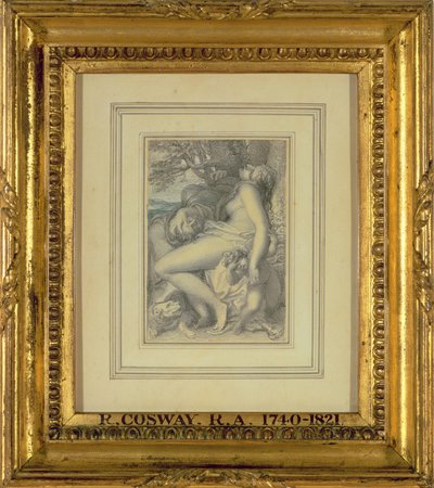 Mars spoczywający na kolanach Wenus, ok. 1805-15 (wc nad ołówkiem na papierze) autorstwa Richard Cosway