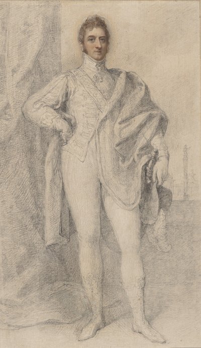 Portret Jerzego, 5. księcia Marlborough, z Blenheim w oddali, 1817-21. autorstwa Richard Cosway