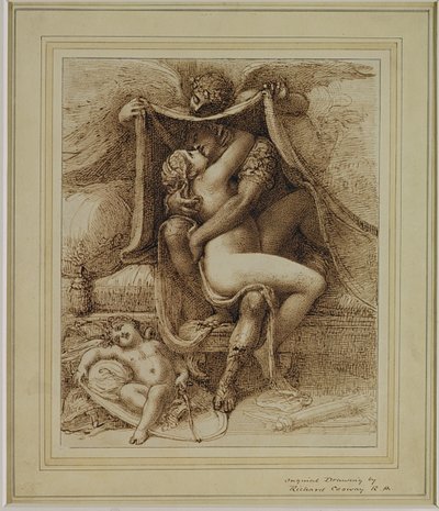 Wenus i Mars, ok. 1790 r. (pióro i brązowy tusz na papierze) autorstwa Richard Cosway
