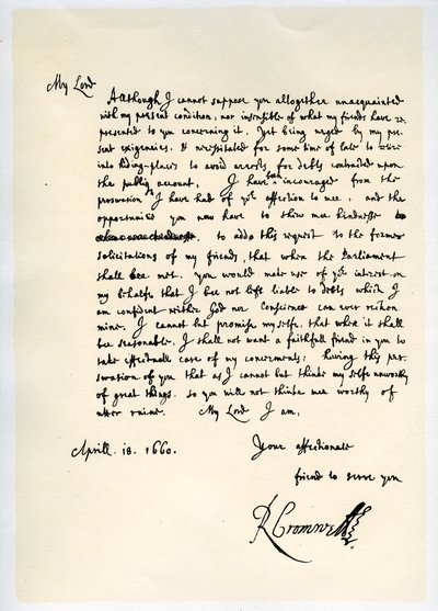 List Richarda Cromwella, Lorda Protektora, do generała George
