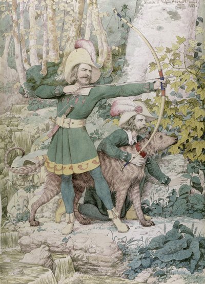 Szkic Robin Hooda, 1852 (wc nad grafitem na papierze) autorstwa Richard Dadd