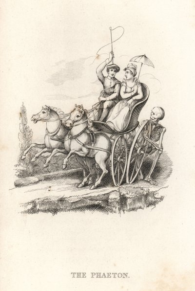 Szkielet Śmierci i Faetona. ,1827 (grawerowanie) autorstwa Richard Dagley