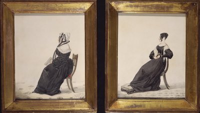 Dwa portrety wdów, 1837 (wc i ołówek na papierze) autorstwa Richard Dighton