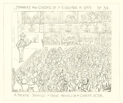 1849, Teatr przedstawiający dom rozbawiony przez komika autorstwa Richard Doyle