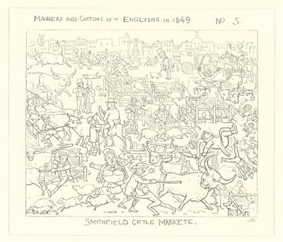 1849, targ bydła w Smithfield autorstwa Richard Doyle