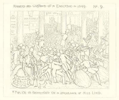1849, The Public o swoim podekscytowaniu pojawieniem się Miss Lind autorstwa Richard Doyle