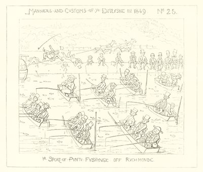 1849, sport łowienia łódkami u Richmond autorstwa Richard Doyle