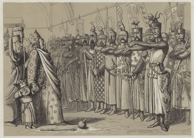 Henryk III podczas spotkania swojego parlamentu (akwatinta) autorstwa Richard Doyle