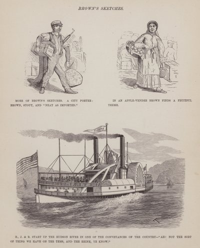 Strona z amerykańskiej trasy panów Browna, Jonesa i Robinsona (grawerunek) autorstwa Richard Doyle