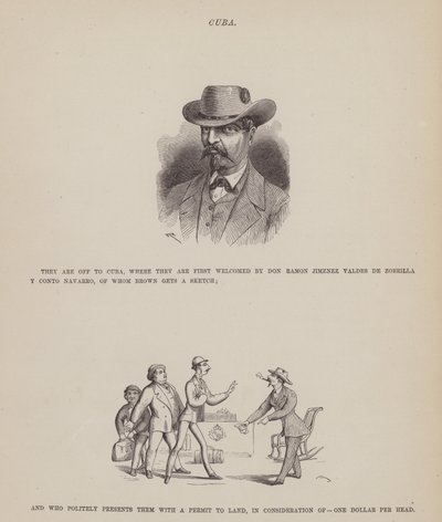 Strona z amerykańskiej trasy panów Browna, Jonesa i Robinsona (grawerunek) autorstwa Richard Doyle