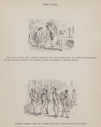 Strona z amerykańskiej trasy panów Browna, Jonesa i Robinsona (grawerunek) autorstwa Richard Doyle