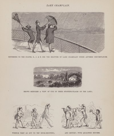 Strona z amerykańskiej trasy panów Browna, Jonesa i Robinsona (grawerunek) autorstwa Richard Doyle