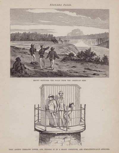 Strona z amerykańskiej trasy panów Browna, Jonesa i Robinsona (grawerunek) autorstwa Richard Doyle