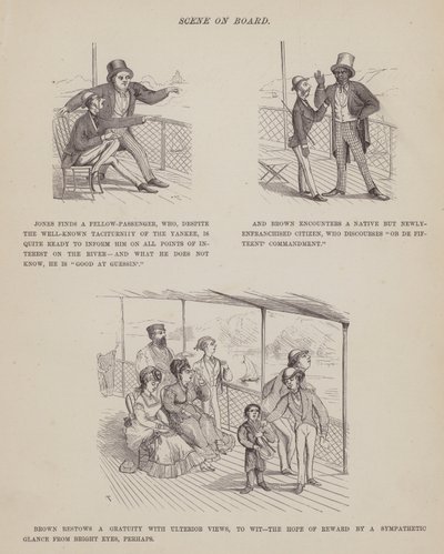 Strona z amerykańskiej trasy panów Browna, Jonesa i Robinsona (grawerunek) autorstwa Richard Doyle
