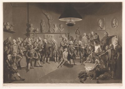 Członkowie Akademii Królewskiej we wnętrzu z nagim modelem, 1768 autorstwa Richard Earlom