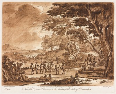 Liber Veritatis: nr 108, Pejzaż z tańczącymi satyrami i nimfami, 1775. autorstwa Richard Earlom