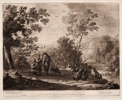 Liber Veritatis: nr 25, Pejzaż górski i leśny z pasterzami..., 1774. autorstwa Richard Earlom