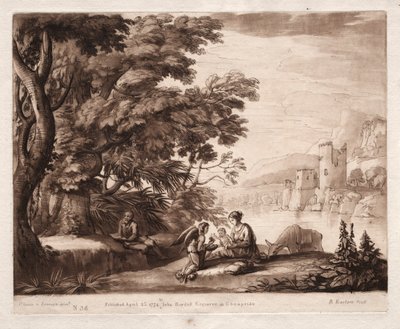 Liber Veritatis: nr 38, Odpoczynek Świętej Rodziny nad rzeką, 1774. autorstwa Richard Earlom