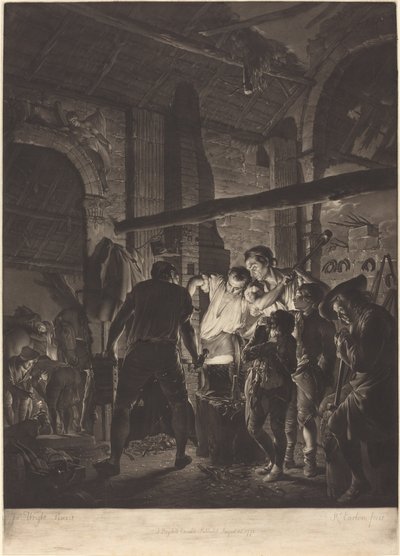 Sklep kowala autorstwa Richard Earlom after Joseph Wright