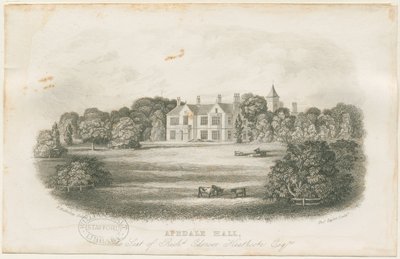 Apedale Hall House and Park: staloryt, bd [?koniec XVIII w.] autorstwa Richard Edensor Heathcote