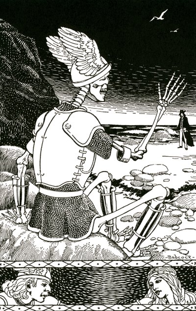Śmierć jako szkielet żegnający się z mężczyzną, ok. 1930 r. (litografia) autorstwa Richard Fayerweather Babcock