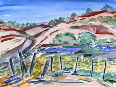 Dry Hills, Północna Kalifornia, 2021 (akwarela na papierze) autorstwa Richard Fox