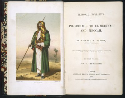 Strona tytułowa Richarda F. Burtona, „Sprawozdanie z mojej pielgrzymki do Medyny i Mekki”, tom 1., 1855 autorstwa Richard Francis Burton